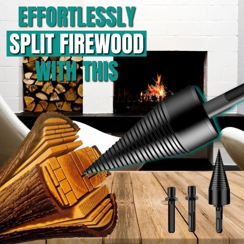 Wood Splitter Drill Bit Set With Splitting Cone Driver For Fast Firewood Prep 8