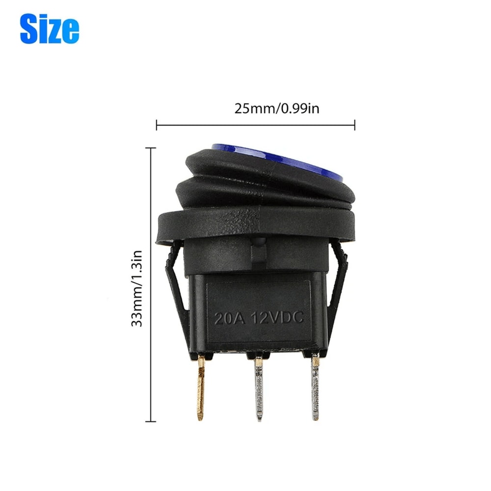 Waterproof Rocker Switch Red LED Round SPST Toggle For Car Boat RV 7