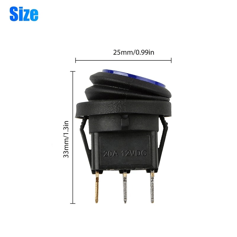 Waterproof Rocker Switch Red LED Round SPST Toggle For Car Boat RV 7