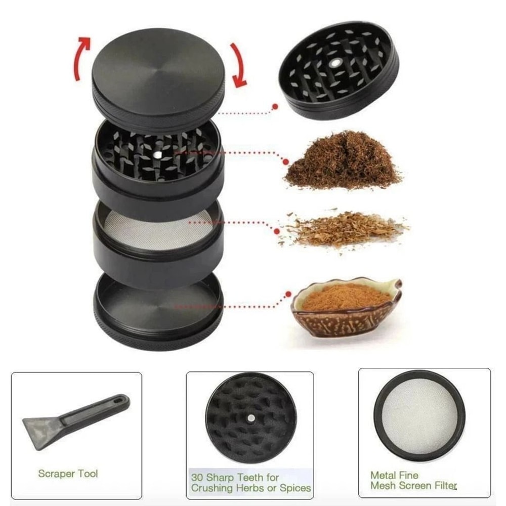 Herb Grinder With Handle Metal Tobacco And Spice Crusher 3