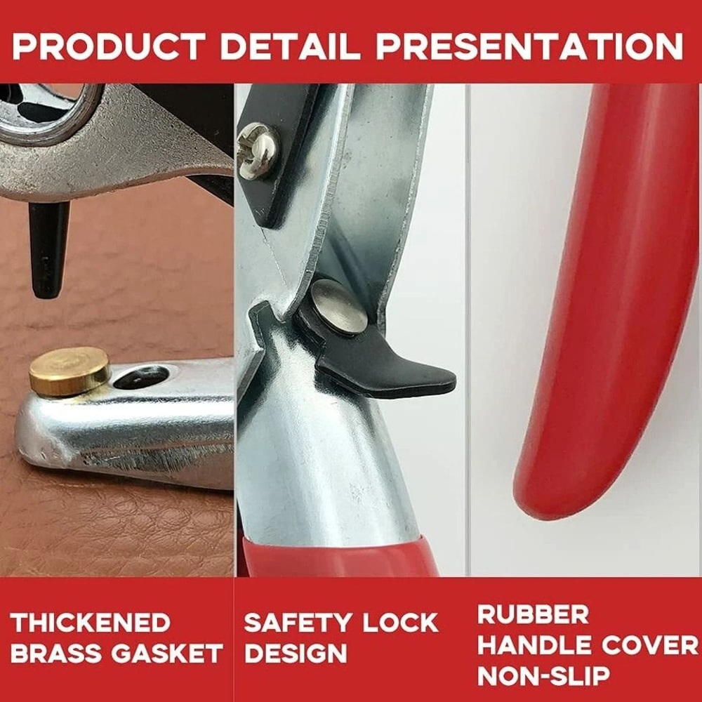 HeavyDuty Leather Hole Punch Tool Revolving Pliers For Belt Craft Use 5