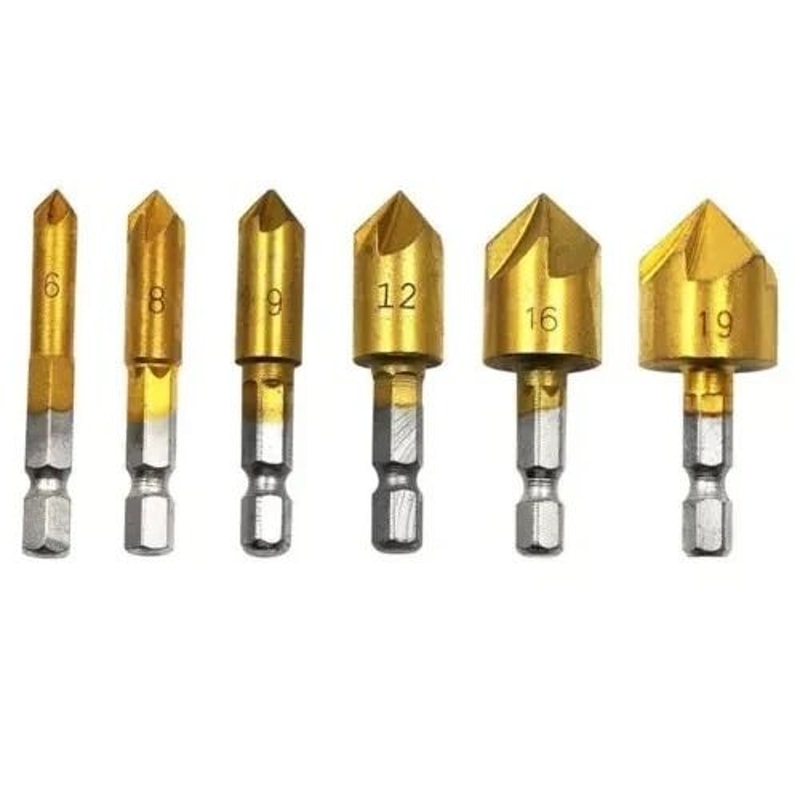 HSS Chamfer Countersink Deburring Drill Bit Set With Quick Change Shank 0