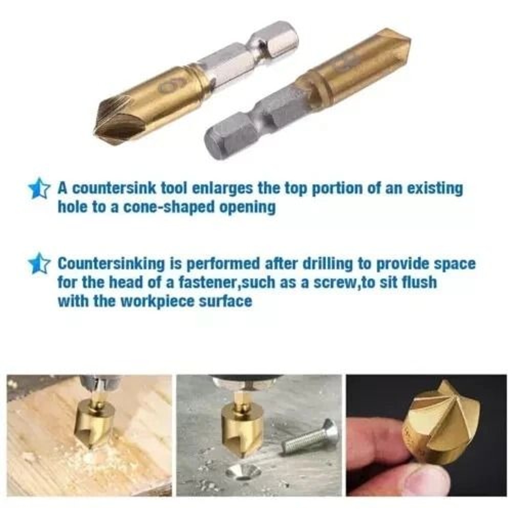 HSS Chamfer Countersink Deburring Drill Bit Set With Quick Change Shank 2