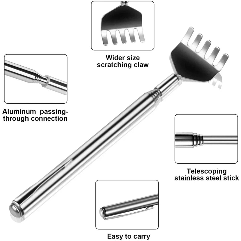 Stainless Steel Telescopic Back Scratcher Extendable Claw Extender For Pain Relief 7