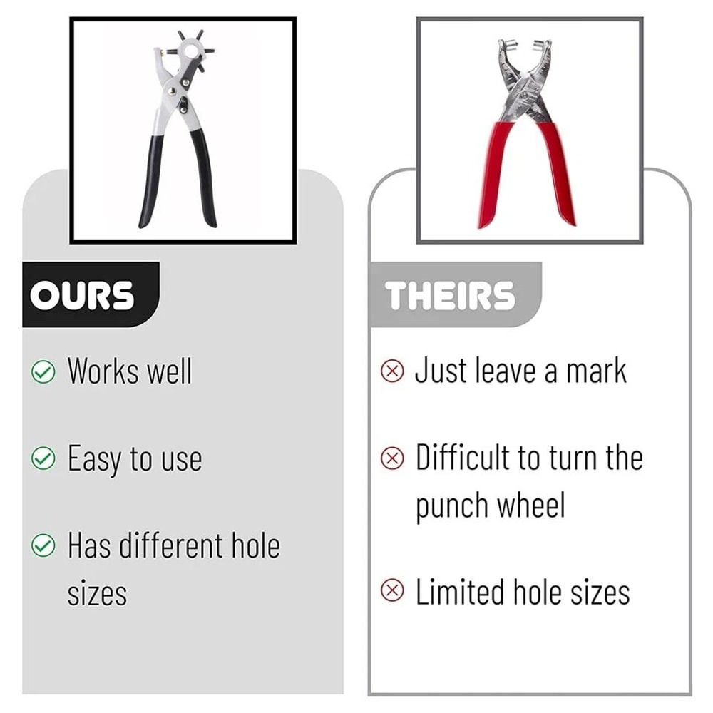 Heavy Duty Leather Hole Punch Pliers Punch Sizes For Precision Belt Holes And More 3