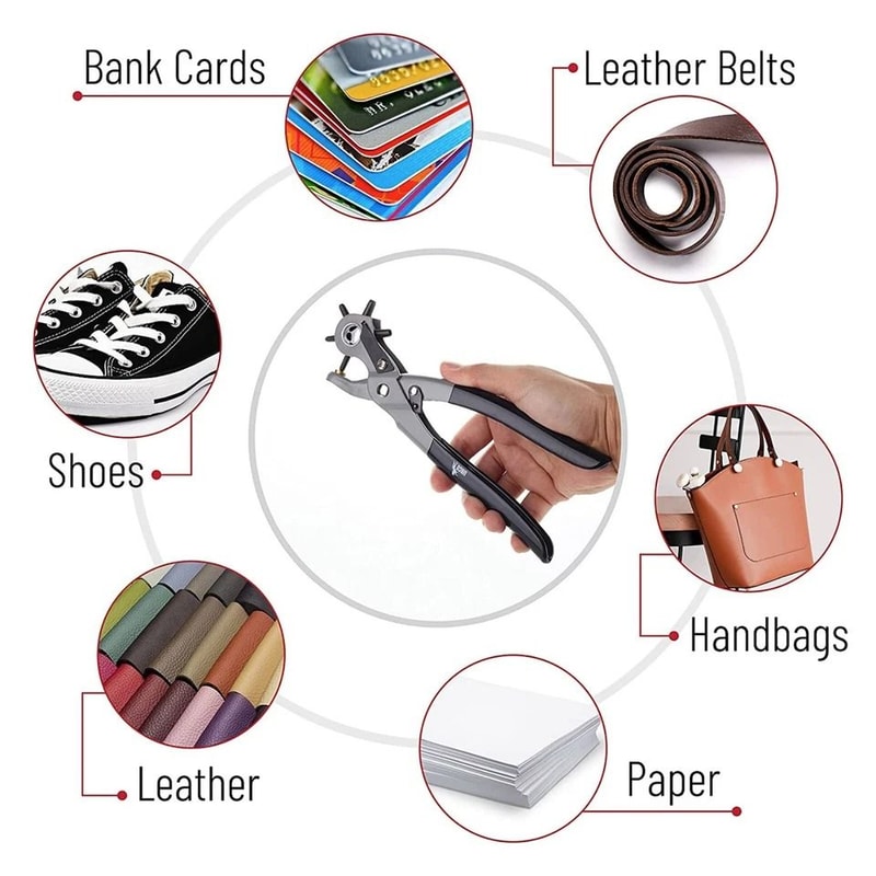 Heavy Duty Leather Hole Punch Pliers Punch Sizes For Precision Belt Holes And More 5