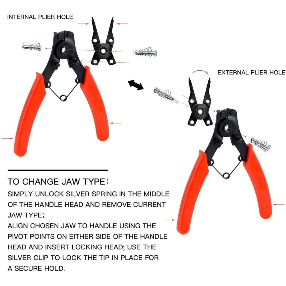 HeavyDuty Snap Ring Pliers Set Adjustable Circlip Retaining Clip Tool 2