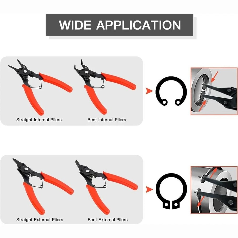 HeavyDuty Snap Ring Pliers Set Adjustable Circlip Retaining Clip Tool 5