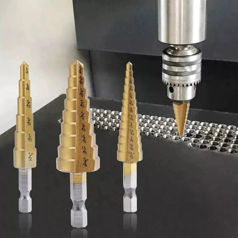 HSS Titanium Coated Step Drill Bit Set For Stainless Steel Metal Drilling 6