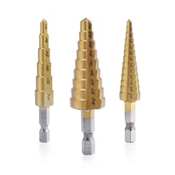 hss titanium coated step drill bit set for stainless steel & metal drilling