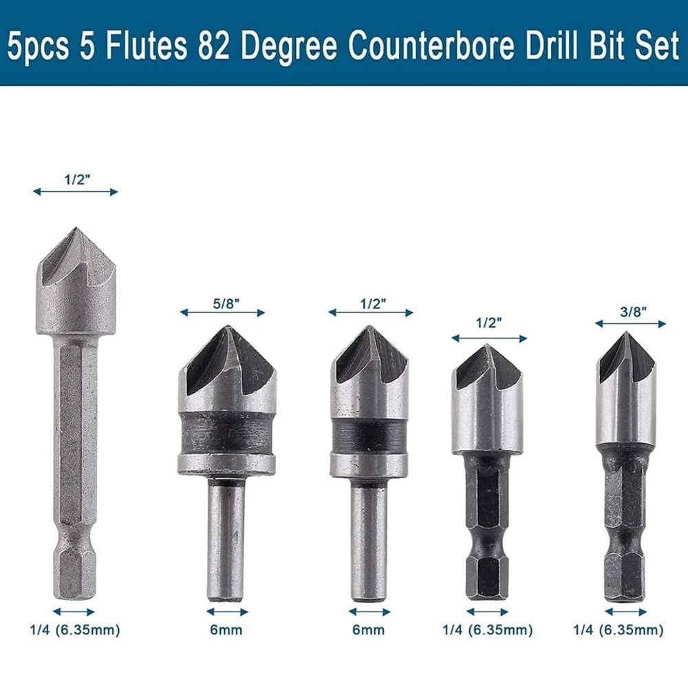 Chamfer Drill Bit Set For Metal Cutting Countersink Deburring Crosshole Cutting 1