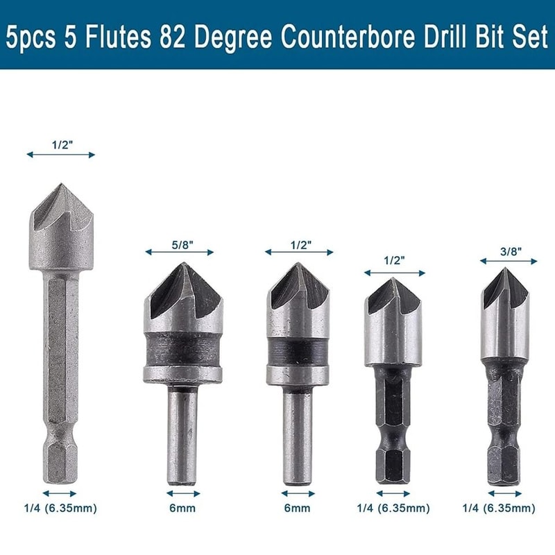 Chamfer Drill Bit Set For Metal Cutting Countersink Deburring Crosshole Cutting 1
