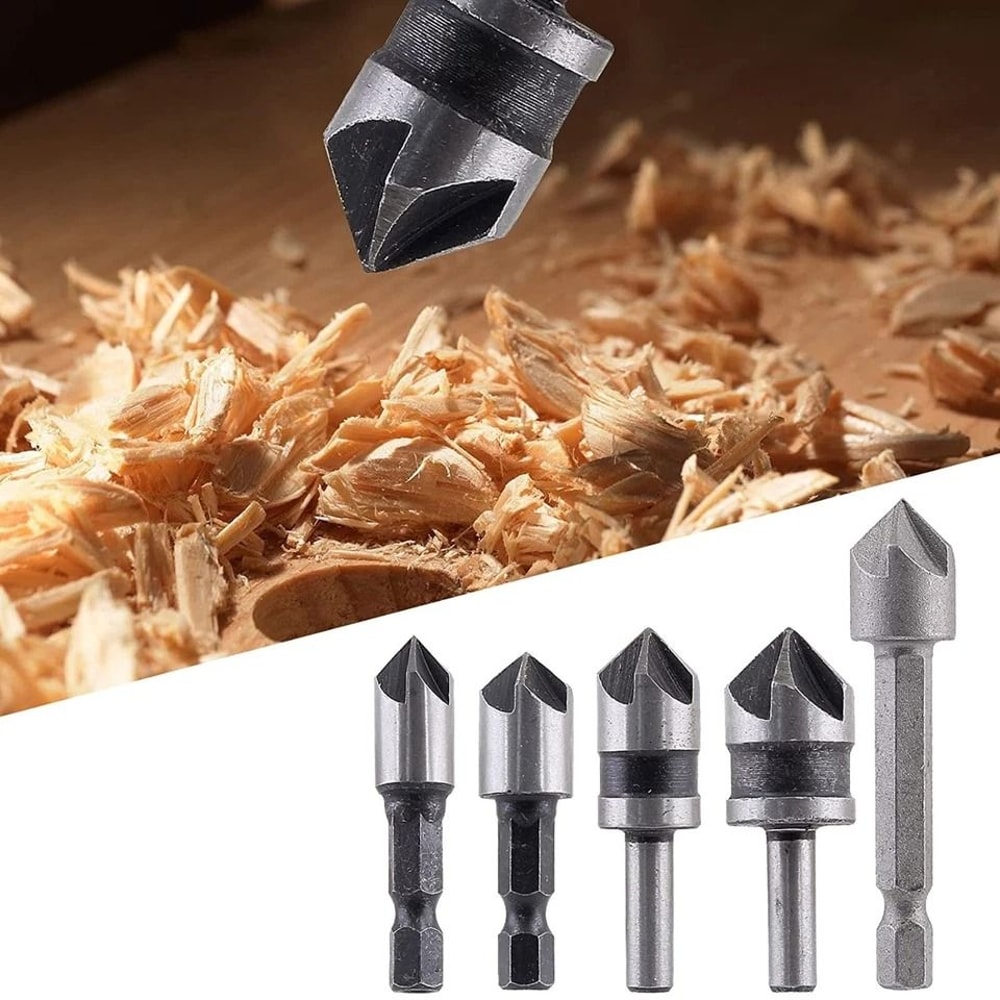 Chamfer Drill Bit Set For Metal Cutting Countersink Deburring Crosshole Cutting 0