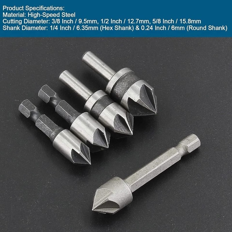 Chamfer Drill Bit Set For Metal Cutting Countersink Deburring Crosshole Cutting 3