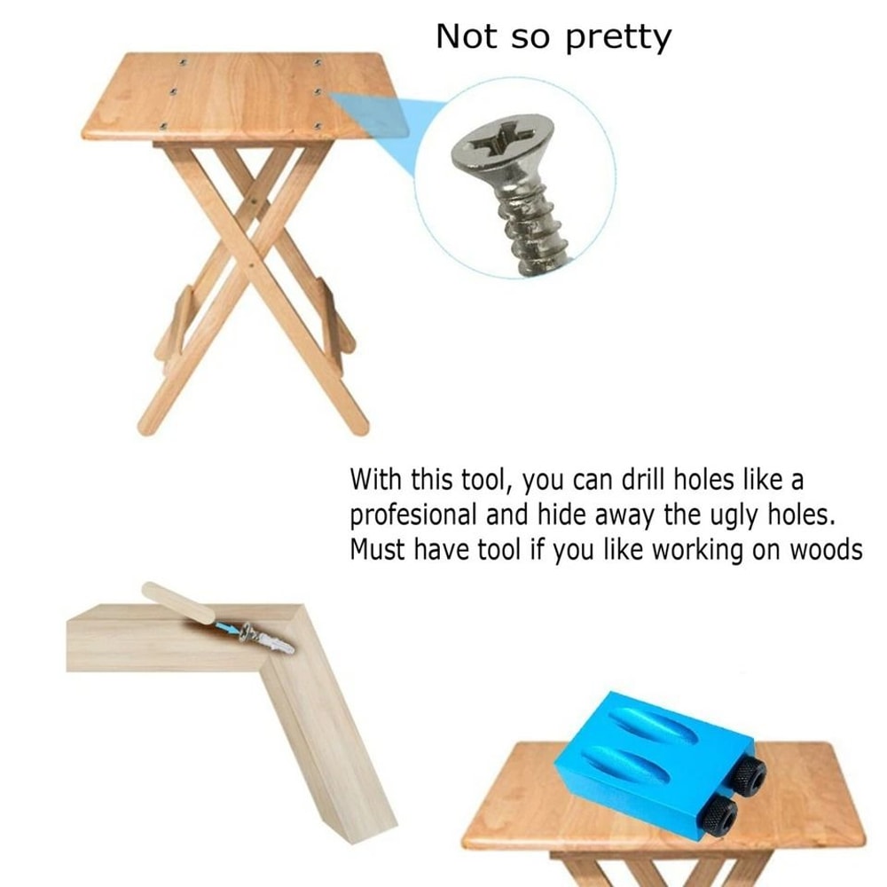 Pocket Hole Jig Kit Woodworking Drill Guide Angle Locator 4