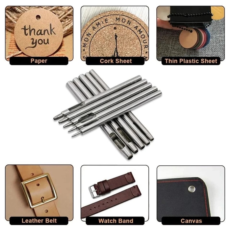 Leather Hole Punch Set Heavy Duty Steel Hollow Hole Punch Set 4