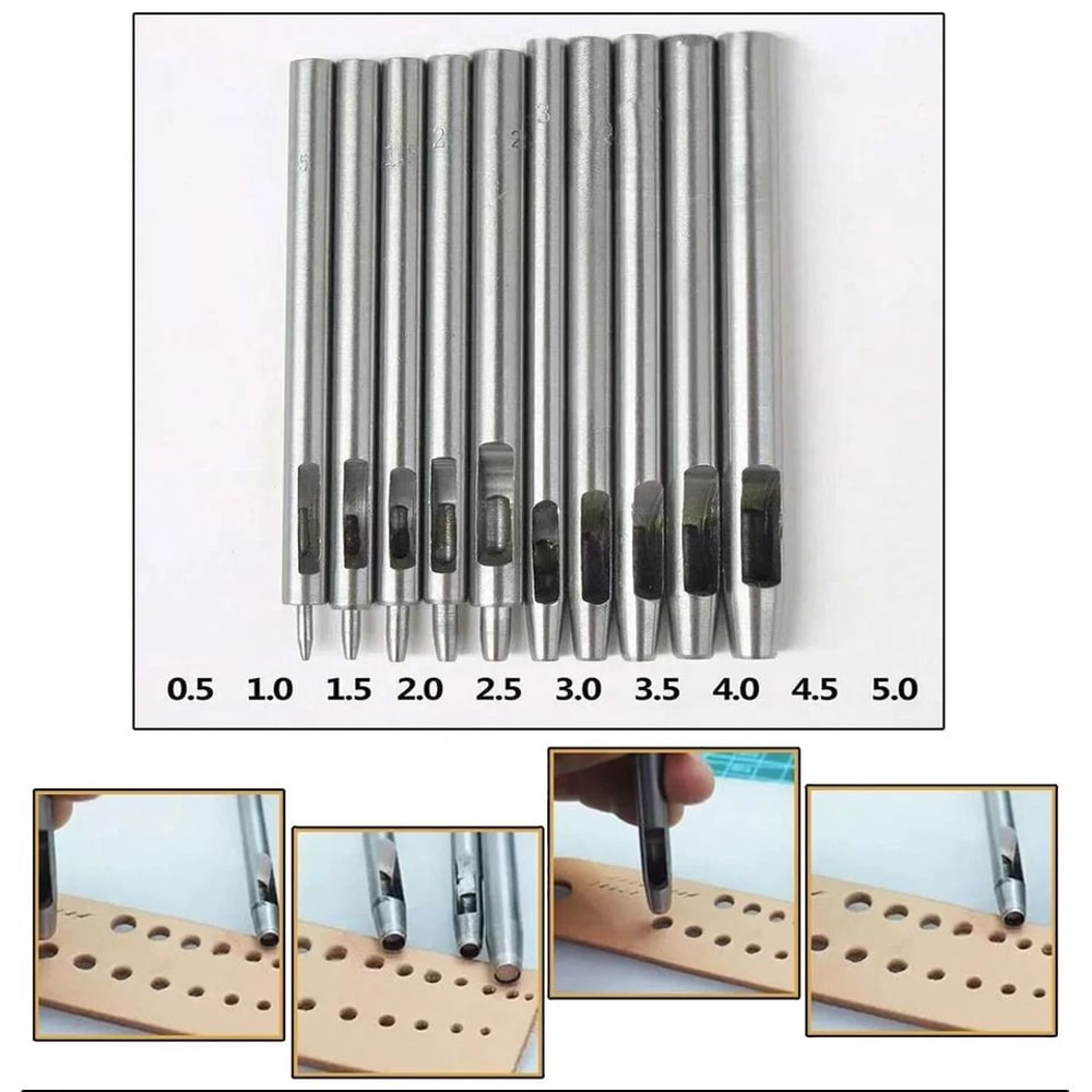 Leather Hole Punch Set Heavy Duty Steel Hollow Hole Punch Set 5