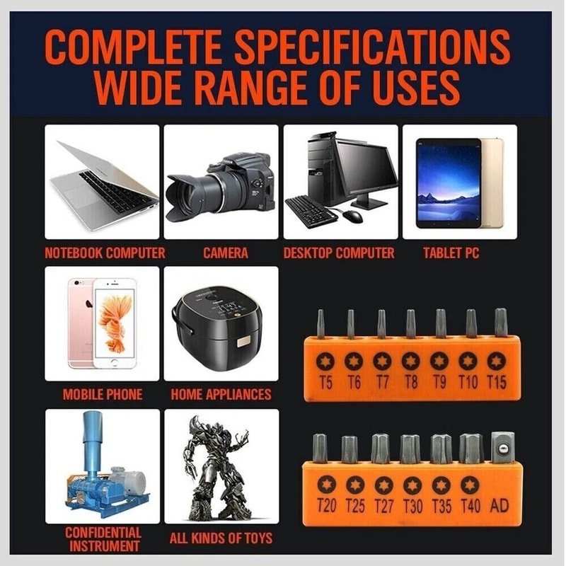 Security Torx Bit Set With Tamper Proof Tri Wing And Spanner Repair Bits 1