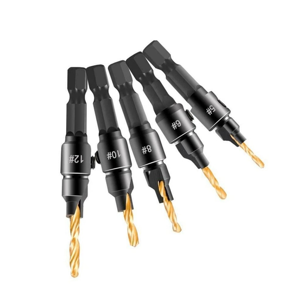 HSS Countersink Drill Bit Set With Hex Shank For Clean Wood Screw Pilot Holes 3