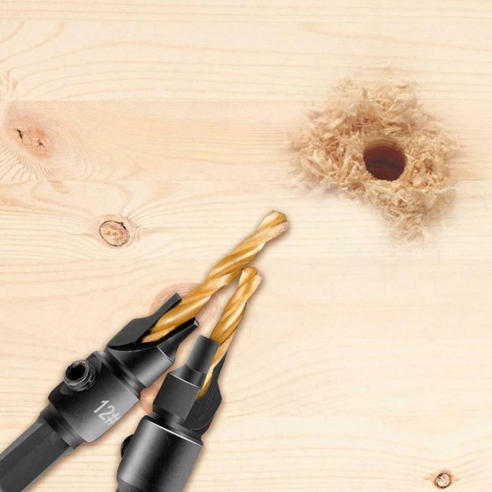 HSS Countersink Drill Bit Set With Hex Shank For Clean Wood Screw Pilot Holes 6