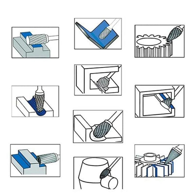 Tungsten Carbide Burr Set For Dremel Shank Rotary Tool Carving Bits 8