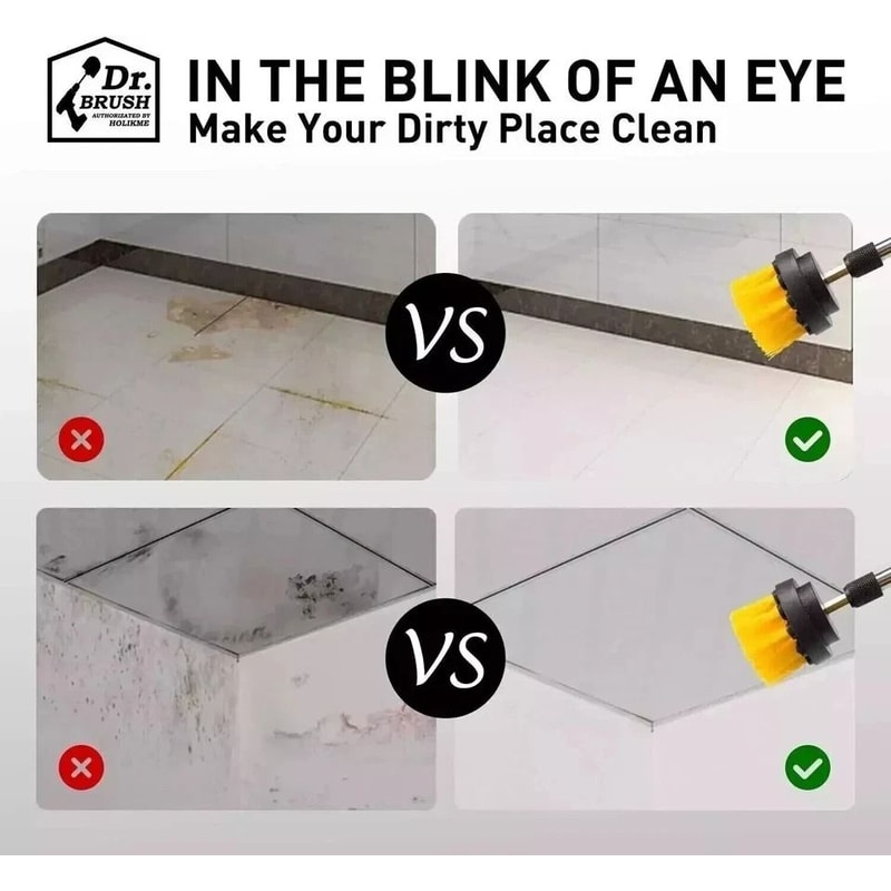 Drill Brush Attachment Set For Tile Grout Carpet 1