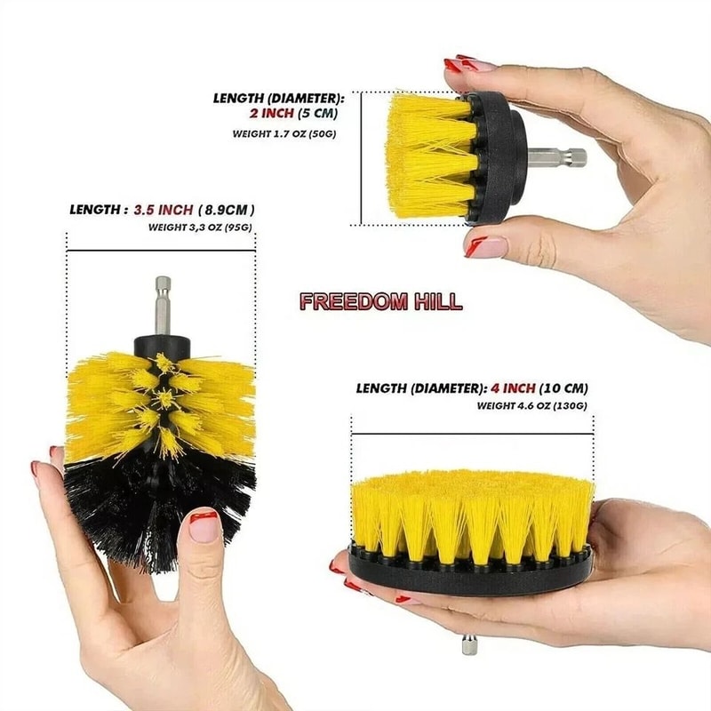 Drill Brush Attachment Set For Tile Grout Carpet 4