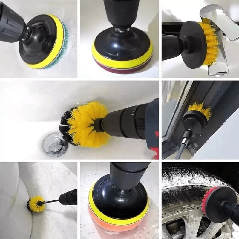 Drill Brush Attachment Set For Tile Grout Carpet 6