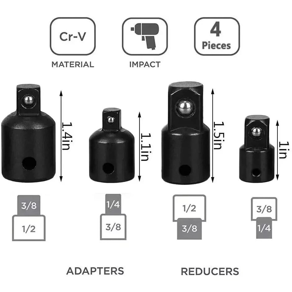 Drill Socket Adapter Set With Hex Extension Bits And Reducers 1