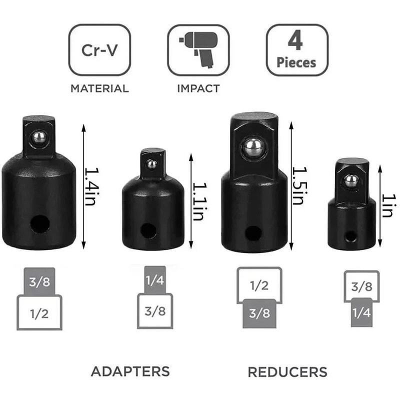 Drill Socket Adapter Set With Hex Extension Bits And Reducers 1