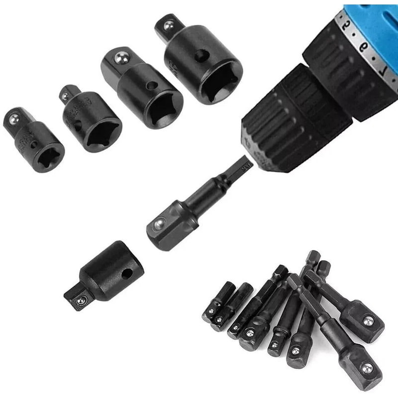 Drill Socket Adapter Set With Hex Extension Bits And Reducers 0