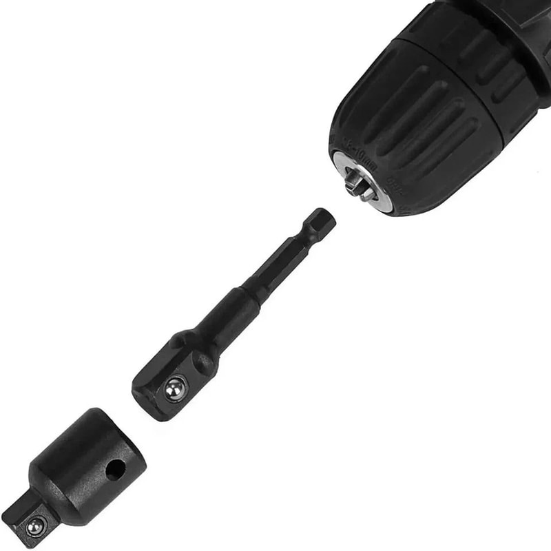 Drill Socket Adapter Set With Hex Extension Bits And Reducers 5