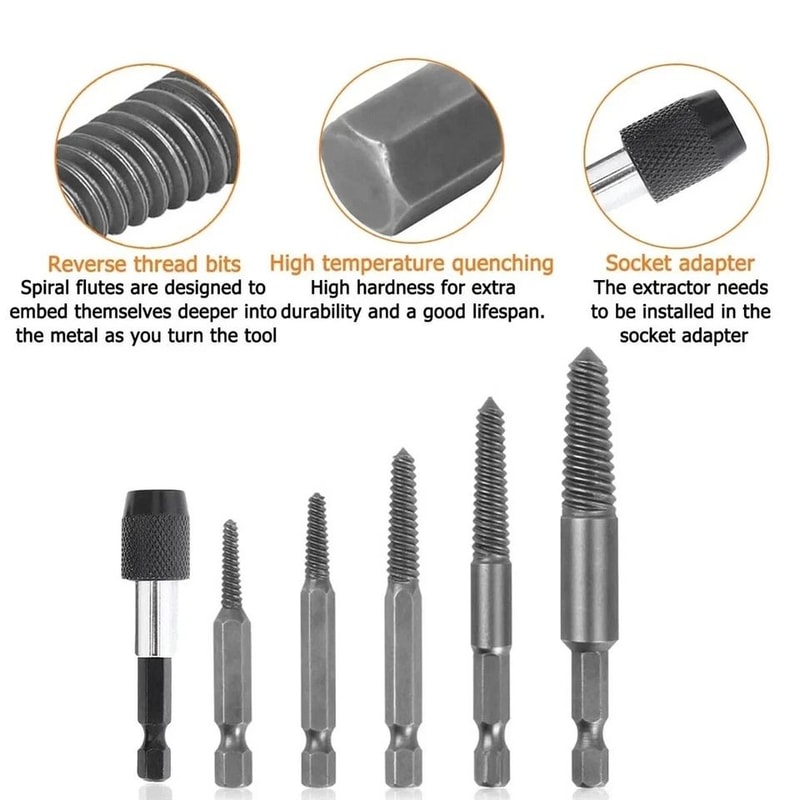 Screw Extractor Set Easy Out Drill Bits For Damaged Screws And Broken Bolts 10