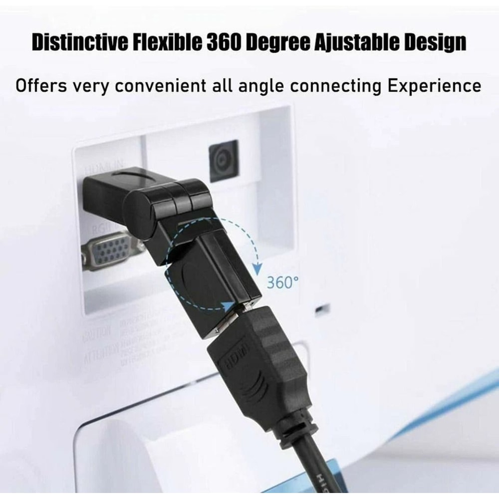 HDMI Right Angle Adapter Male To Female Swivel Connector For Wall Mount TVs And Tight Spaces 1