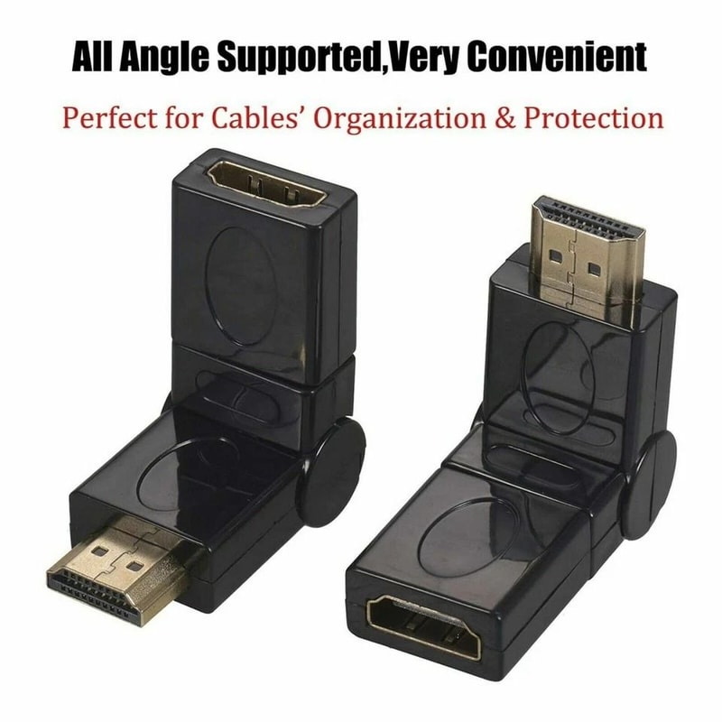 HDMI Right Angle Adapter Male To Female Swivel Connector For Wall Mount TVs And Tight Spaces 3