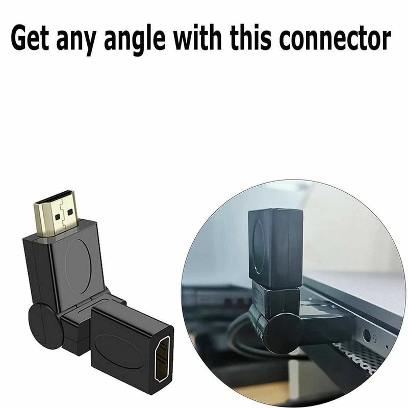 HDMI Right Angle Adapter Male To Female Swivel Connector For Wall Mount TVs And Tight Spaces 5