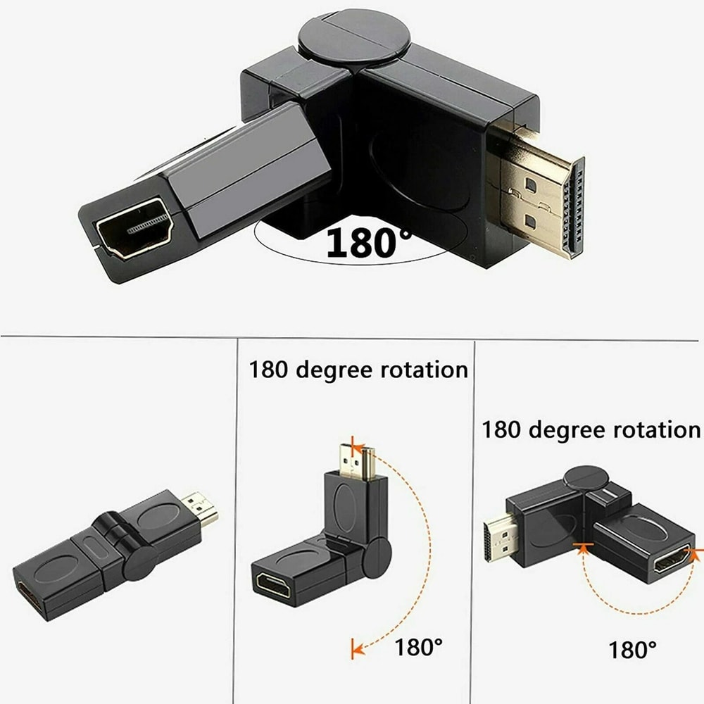 HDMI Right Angle Adapter Male To Female Swivel Connector For Wall Mount TVs And Tight Spaces 8