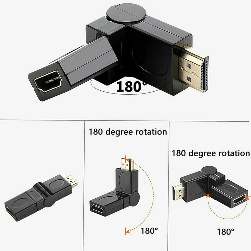 HDMI Right Angle Adapter Male To Female Swivel Connector For Wall Mount TVs And Tight Spaces 8