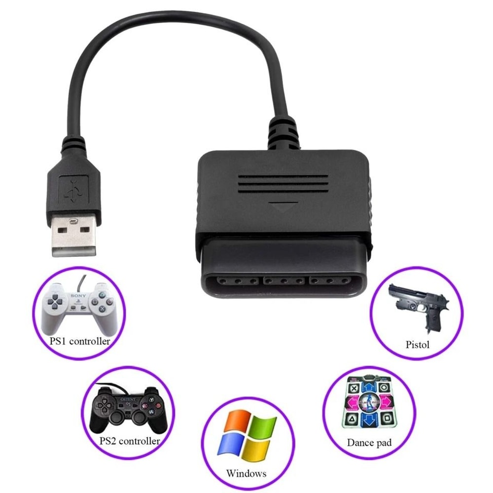 Controller Adapter Cable USB Converter For PlayStation 1