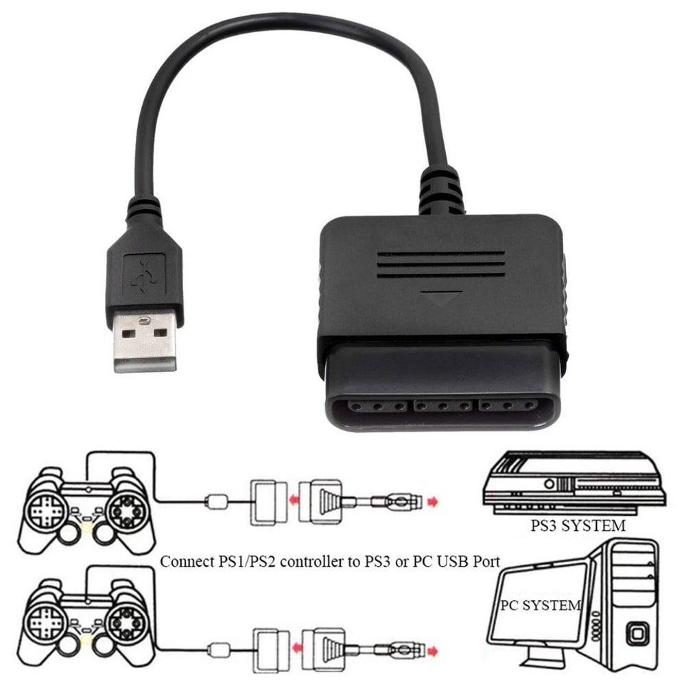 Controller Adapter Cable USB Converter For PlayStation 2