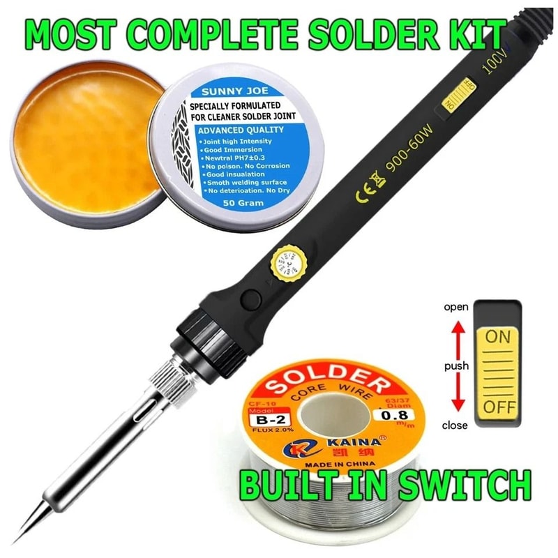 Soldering Iron Kit Adjustable Temperature Electronics Repair Tool Set 0
