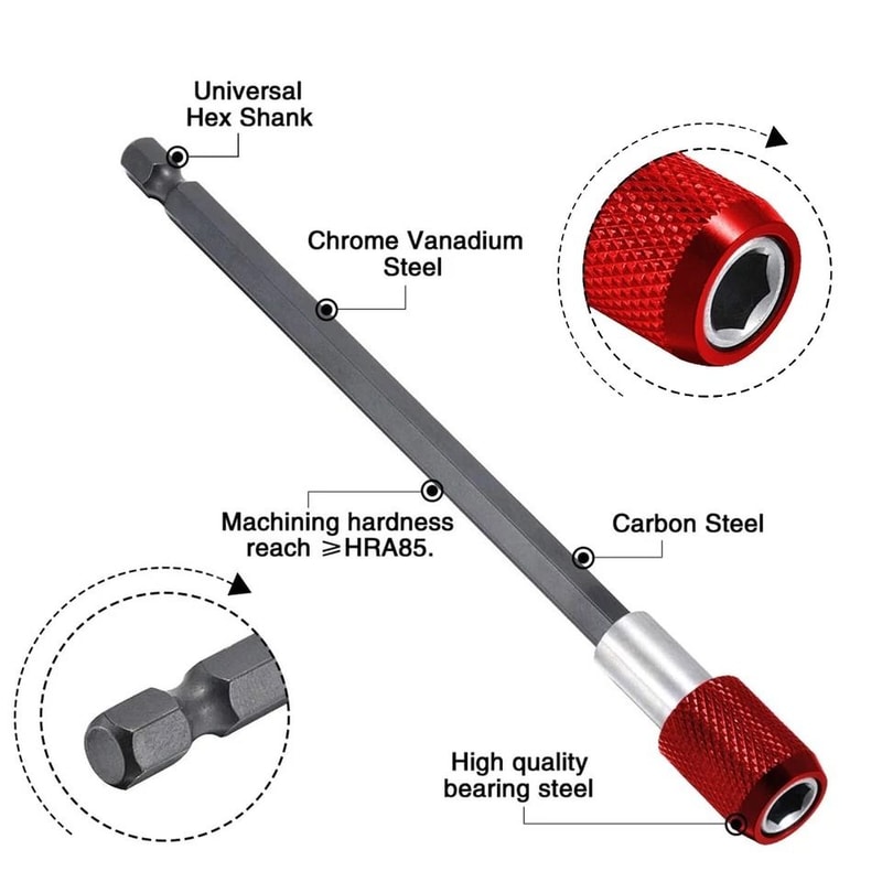 Magnetic Bit Holder Set Quick Release Hex Shank Drill Bit Extension 5