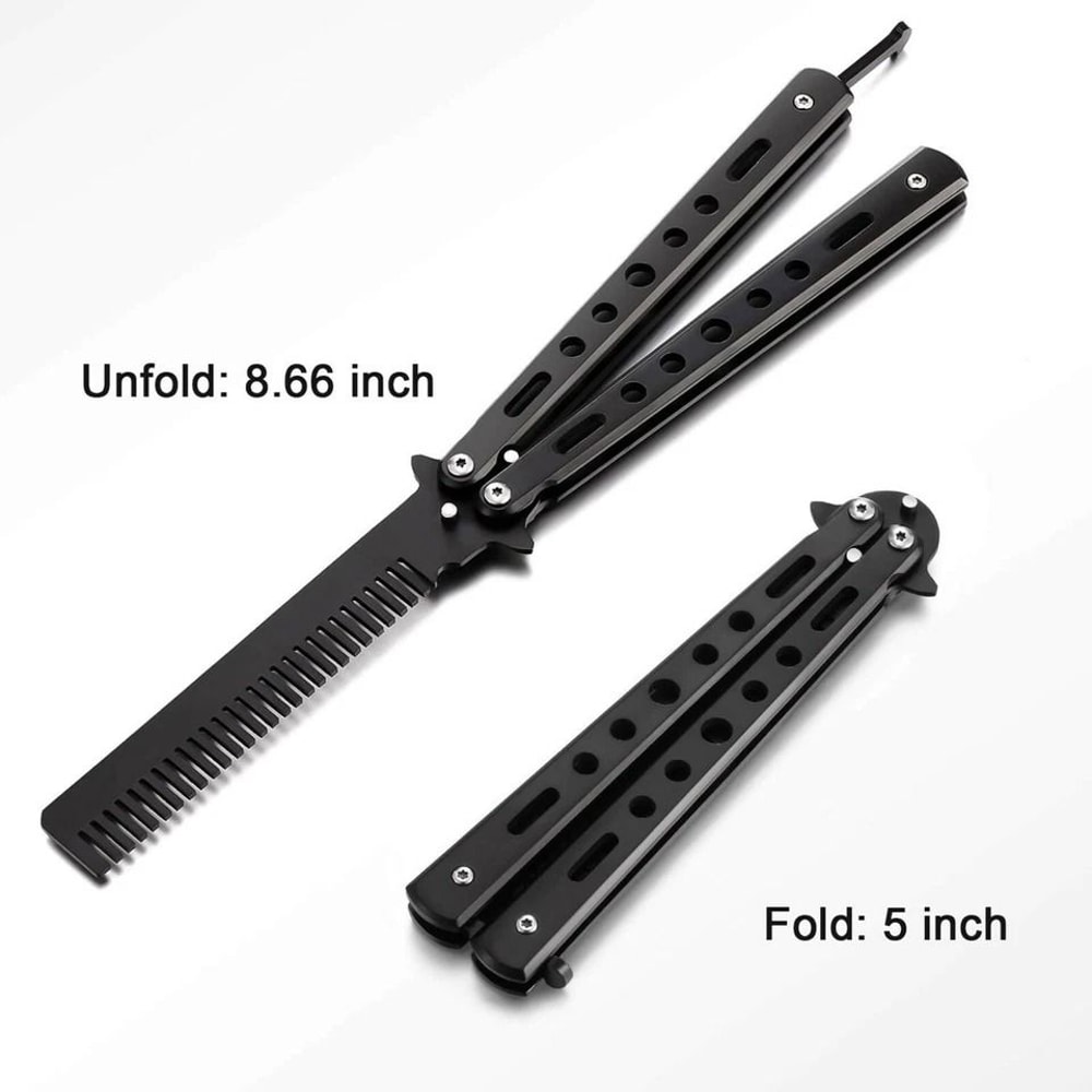 Butterfly Trainer Comb Metal Balisong Practice Tool For Safe Skill Training 4