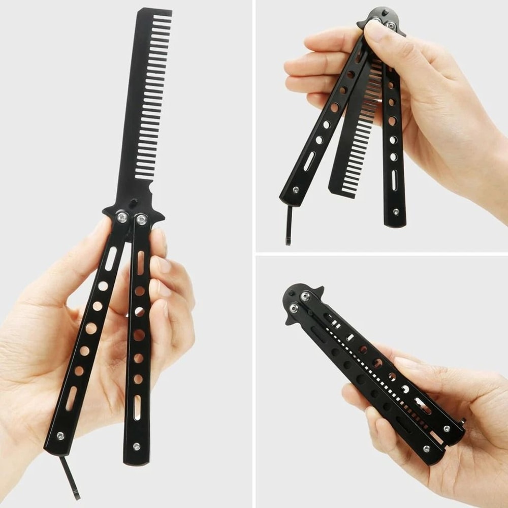 Butterfly Trainer Comb Metal Balisong Practice Tool For Safe Skill Training 5