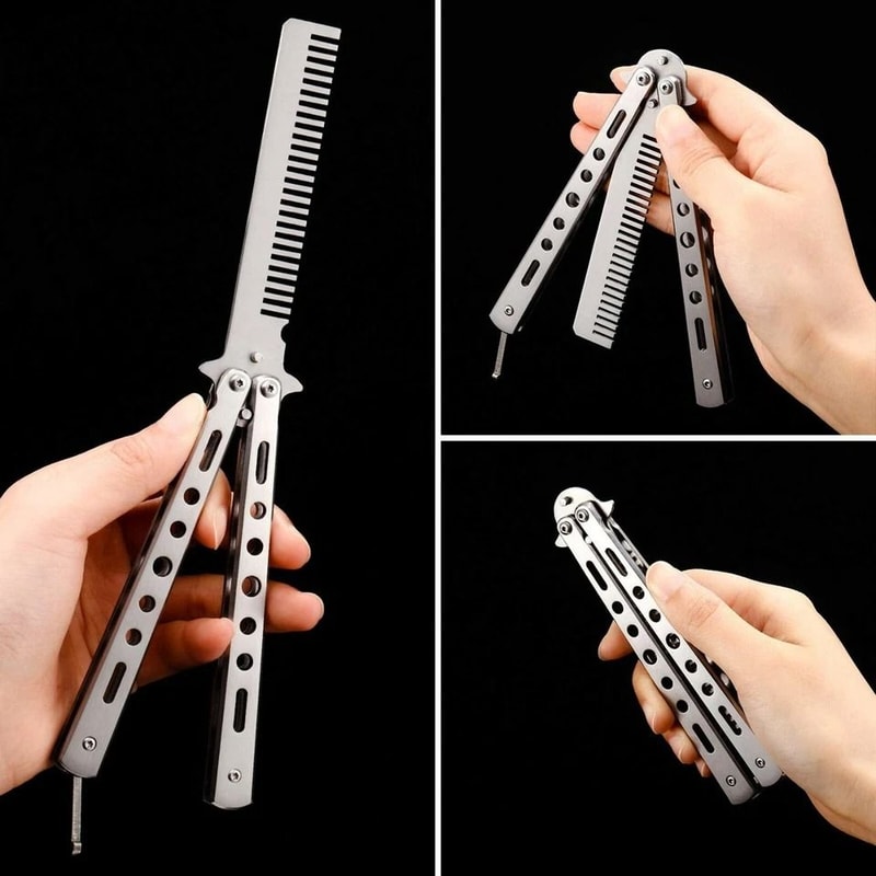 Butterfly Trainer Comb Metal Balisong Practice Tool For Safe Skill Training 8
