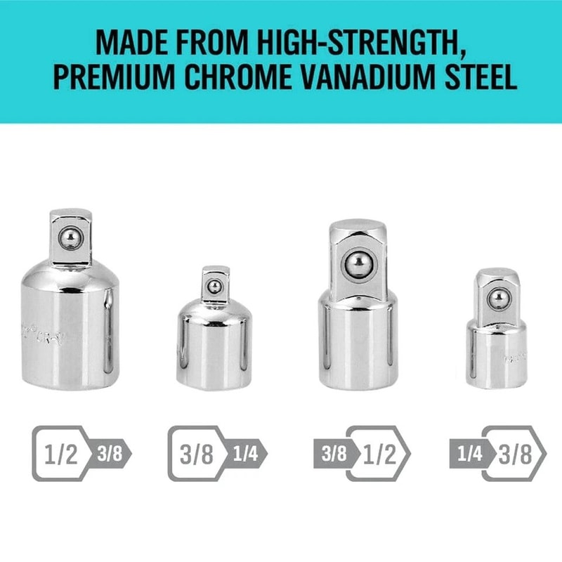 Impact Socket Adapter Set With Reducers For Drive Ratchets 3