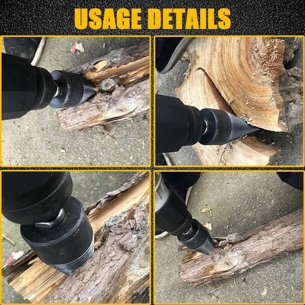 Firewood Drill Bit Wood Splitter Set With Cone Driver For Fast Log Splitting 5