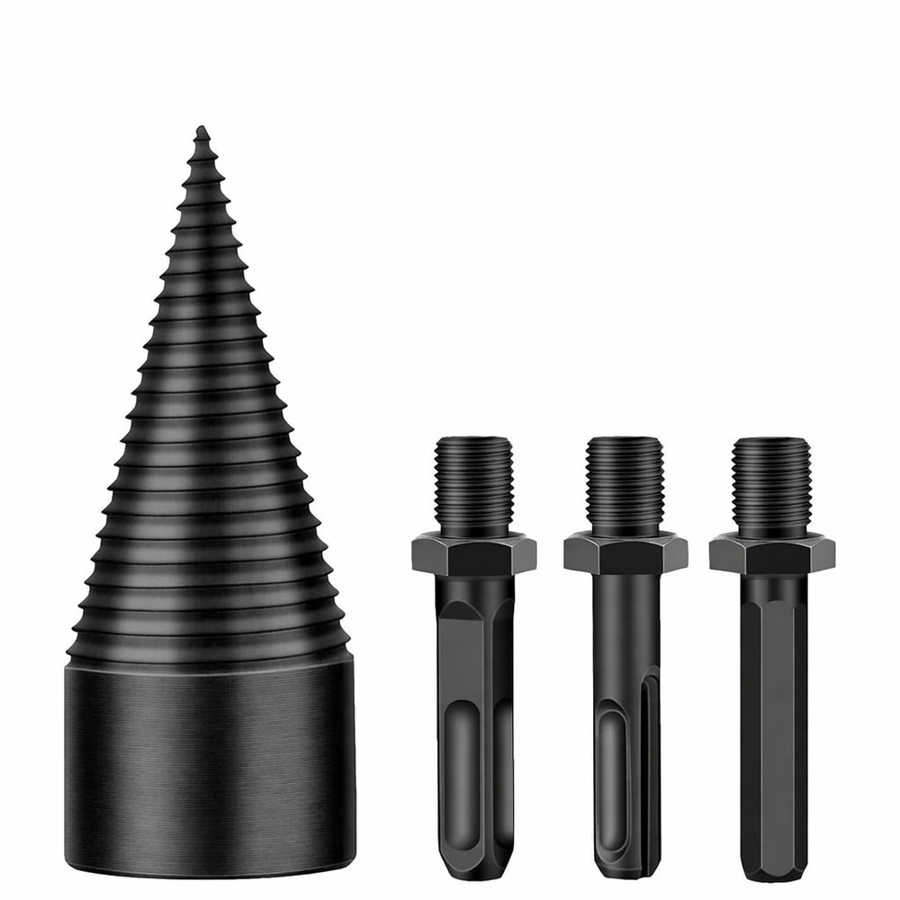 Firewood Drill Bit Wood Splitter Set With Cone Driver For Fast Log Splitting 0