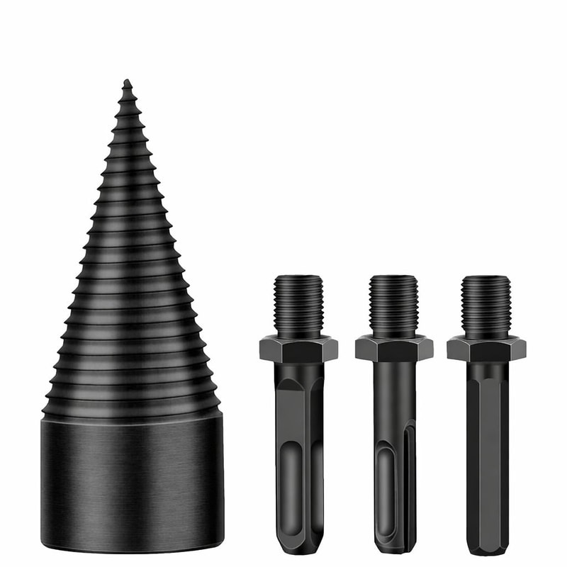 Firewood Drill Bit Wood Splitter Set With Cone Driver For Fast Log Splitting 0