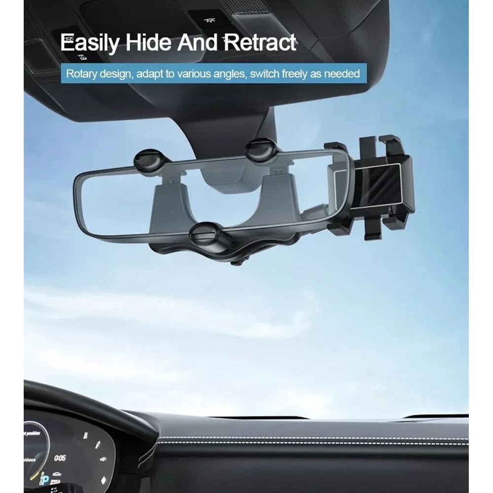 Rear View Mirror Phone Holder Car Mount For IPhone And Android 2